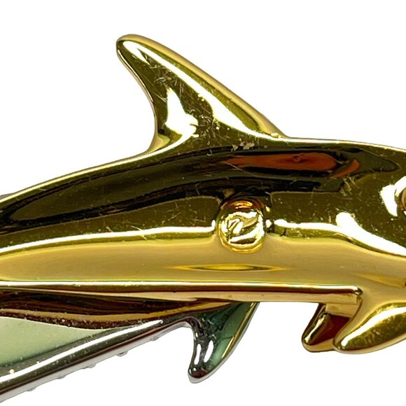 Swarovski Double Dolphin Brooch Gold Tone Crystal Rhinestones Beach Nautical - Picture 4 of 9